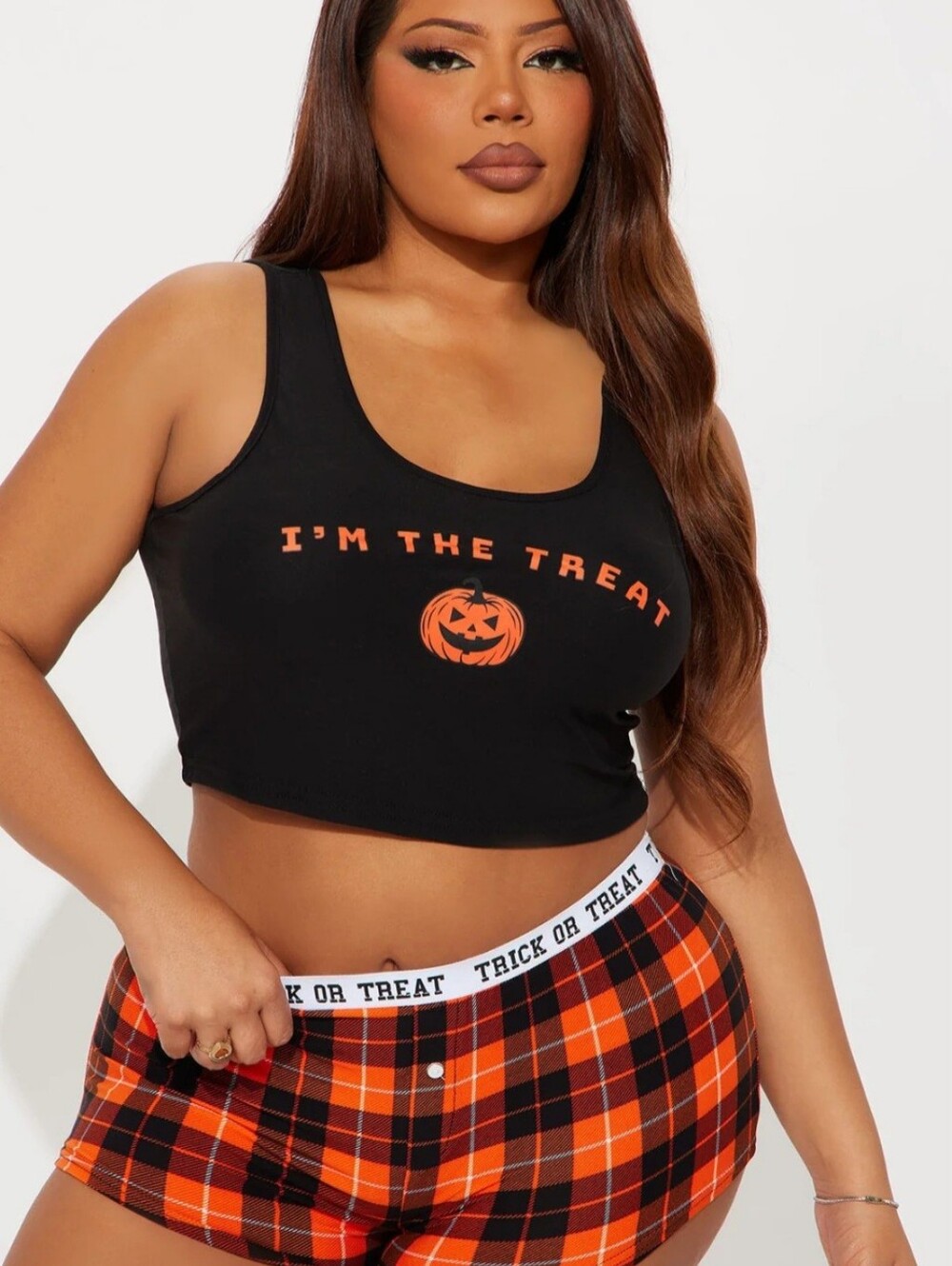 Halloween Black Crop Tank Top And Shorts Set